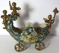 A Napoleon III faience style table carriage, Wong Lee company, China, circa 2000,  with WL 1893