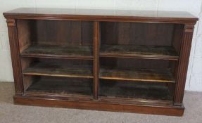 A George III style mahogany open bookcase, late 19th century, with adjustable shelves in two