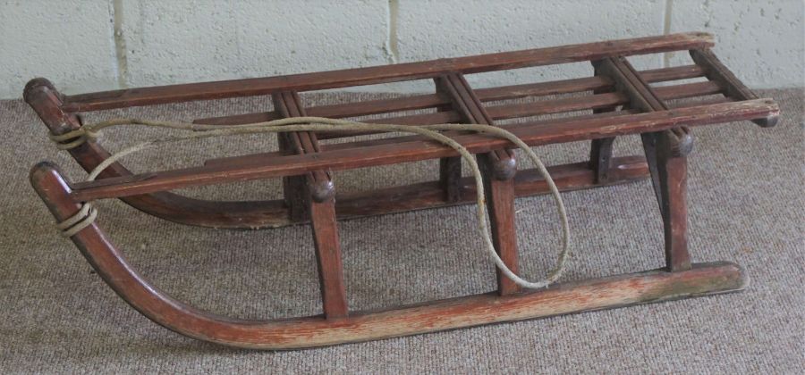 A Vintage alpine sledge; together with a vintage leather trunk and two ladies bicycles (5) - Image 4 of 6