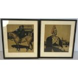 Sir William Nicholson (1872 - 1949), Horse Guard; and Mounted Policemen, two coloured woodcuts, 24cm