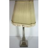 A large Victorian silver Corinthian column oil lamp stand, hallmarked London 1891, makers mark FBM,