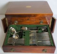 An Old English pattern canteen of silver plated flatware, for twelve place settings, in a fitted