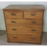 An Edwardian chest of drawers, with two short and three long drawers, 100cm high, 100cm wide