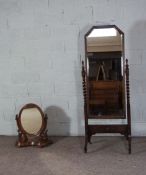 An early 20th century oak framed cheval mirror, 173cm high, 64cm wide; together with a small