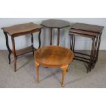 A Georgian style nest of three small occasional tables; together with three other small tables (6)