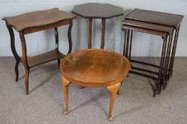 A Georgian style nest of three small occasional tables; together with three other small tables (6)