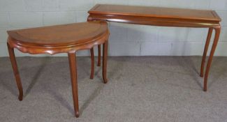 A modern Chinese altar style hardwood console table, 84cm high, 137cm wide; together with a modern