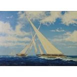 J Laurence, Scottish Contemporary, The Fife Regatta, two acrylic on canvas, both signed, 49cm x 68cm