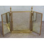 A modern Georgian style brass triple dressing table mirror, 56cm high