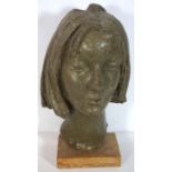 After Edward Folkard, British (1911 - 2005),  Daphne,  portrait bust, fibreglass on wood base,