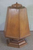 A modern beechwood church combined font or offering stand, 20th century, of tapered octagonal form