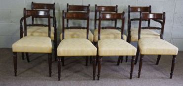 A set of eight Regency mahogany Trafalgar dining chairs, including two armchairs, all with ropetwist