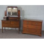 An Edwardian mahogany veneered dressing chest, 158cm high, 107cm wide; together with a similar chest
