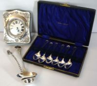 An Edwardian silver faced pocket watch travelling case, hallmarked Birmingham 1912, with leather