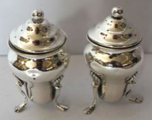 Assorted small silver and silver plate, including a pair of pepperettes, two plated Elkington salts,