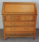 A modern hardwood George III style bureau, 197cm high, 91cm wide