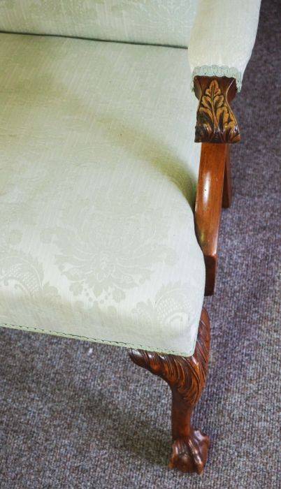 A small Georgian style armchair with leaf capped armrests; with an ebonized side chair and two small - Image 3 of 13