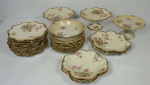 A Limoges dessert service, early 20th century, A.Lanternier, decorated with poppies and gilt