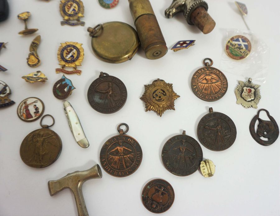 A quantity of assorted badges, a brass shell case lighter, Acme whistle and similar (a lot) - Image 3 of 6