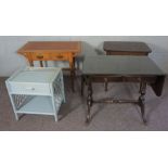 A small Edwardian writing table, together with a modern sofa table, a small side table and a painted