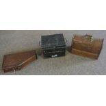 A cased 'Autoharp'; together with a vintage Singer sewing machine and a tin correspondence box (3)