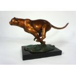 A bronzed and patinated model of a Running Panther, unsigned late 20th or early, 21st century,