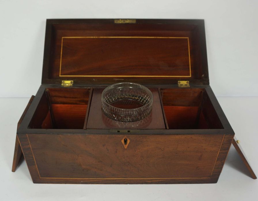 A George IV mahogany and rosewood tea caddy, circa 1825, 38cm wide; together with a smaller rosewood - Image 3 of 8