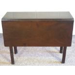 A George III mahogany drop leaf table, with a rectangular top and chamfered legs