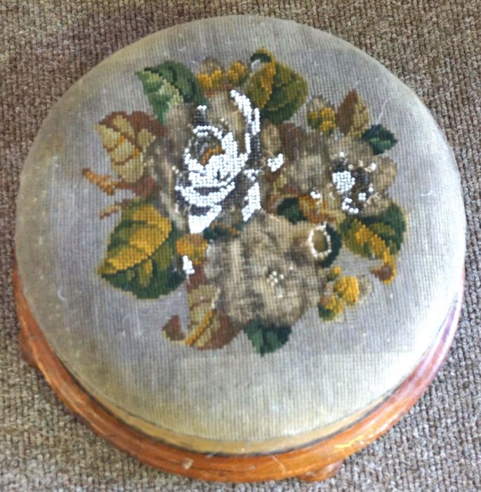 A modern tapestry topped footstool, 95cm long, 37cm high; together with two small footstools (3) - Image 3 of 7