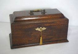 A Georgian style trinket box, in form of tea caddy, 20th century, 32cm wide