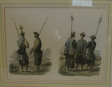 Eight framed prints, including two Aquatints after Himley, circa 1835, ‘Canton plate 47 & 48’,