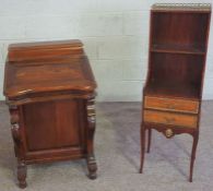 A Victorian style hardwood Davenport desk, of typical form with a hinged lid and stationary box