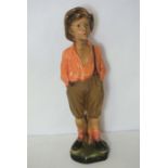 A German Goldsheider style pottery figure of Whistling Boy, inscribed OP 356, 60cm high