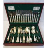 A cased silver plated flatware service, Kings Pattern, by Viners, modern; together with another