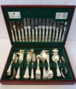 A cased silver plated flatware service, Kings Pattern, by Viners, modern; together with another