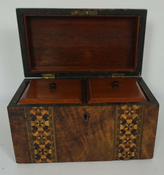 A George IV mahogany and rosewood tea caddy, circa 1825, 38cm wide; together with a smaller rosewood - Image 6 of 8