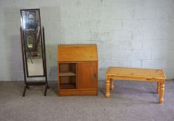 Assorted furniture, including a sewing cabinet, two pot commodes, folding chair, modern ash