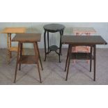 Five assorted small occasional tables, including two bamboo two tier tables, together with a pair of