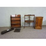 A George III mahogany corner washstand, 80cm high, 60cm wide; together with a small pine bedside