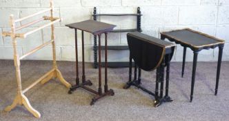 A Victorian ebonized Sutherland table, with turned supports; together with a Victorian ebonized four