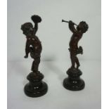 After Auguste Moreau, French (1834-1917), A pair of figures of putti, bronze with brown patina,