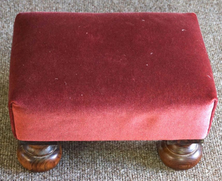 A modern tapestry topped footstool, 95cm long, 37cm high; together with two small footstools (3) - Image 4 of 7
