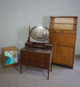 An Edwardian dressing table, 150cm high, 92cm wide; together with bedside unit and tall modern