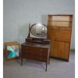 An Edwardian dressing table, 150cm high, 92cm wide; together with bedside unit and tall modern