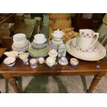 Large mixed lot of ceramic table ware, including a decorative tea caddy, a small cheese dish and