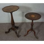 A small Georgian style mahogany wine table, 19th century, with moulded scalloped top, 78cm high;