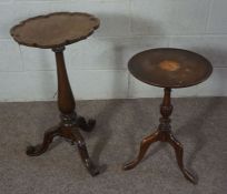 A small Georgian style mahogany wine table, 19th century, with moulded scalloped top, 78cm high;