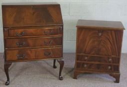 A Georgian style reproduction bureau, 100cm high; together with a small similar music cabinet (2)