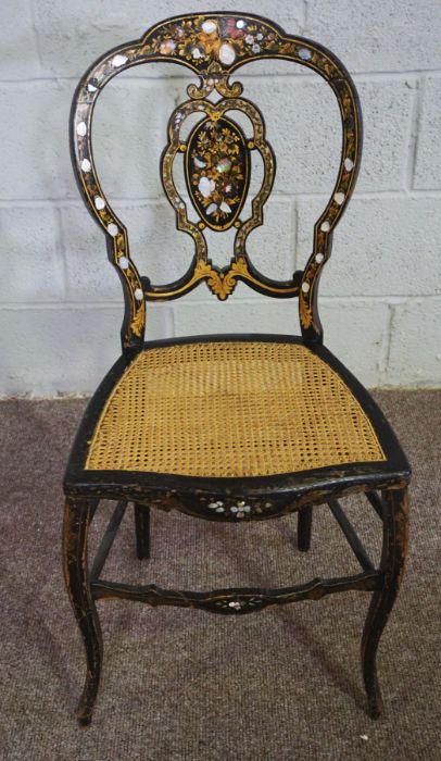 A small Georgian style armchair with leaf capped armrests; with an ebonized side chair and two small - Image 7 of 13