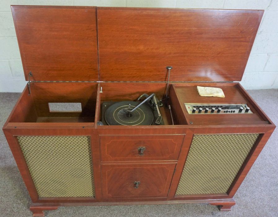 A mahogany veneered radiogram & record player, Garrard, circa 1970, 78cm high, 128cm wide - Image 3 of 8